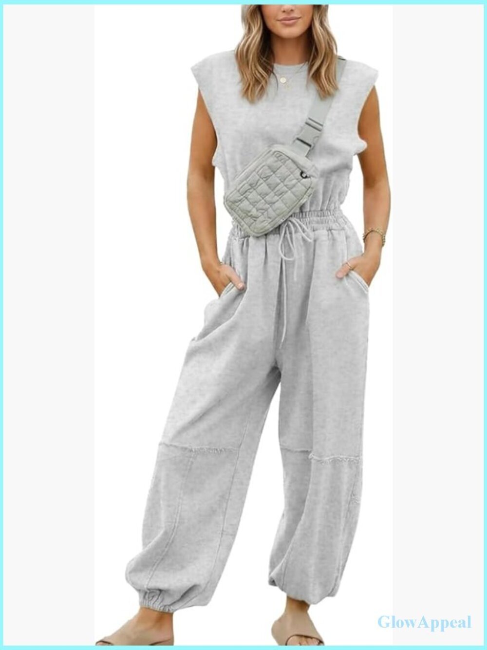 Cap Sleeve Jumpsuit with Pockets Wide Leg